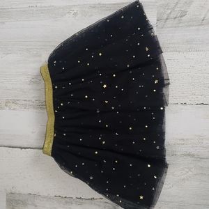 Black and gold tulle holiday skirt stars and moons with knit underskirt Size 2-3
